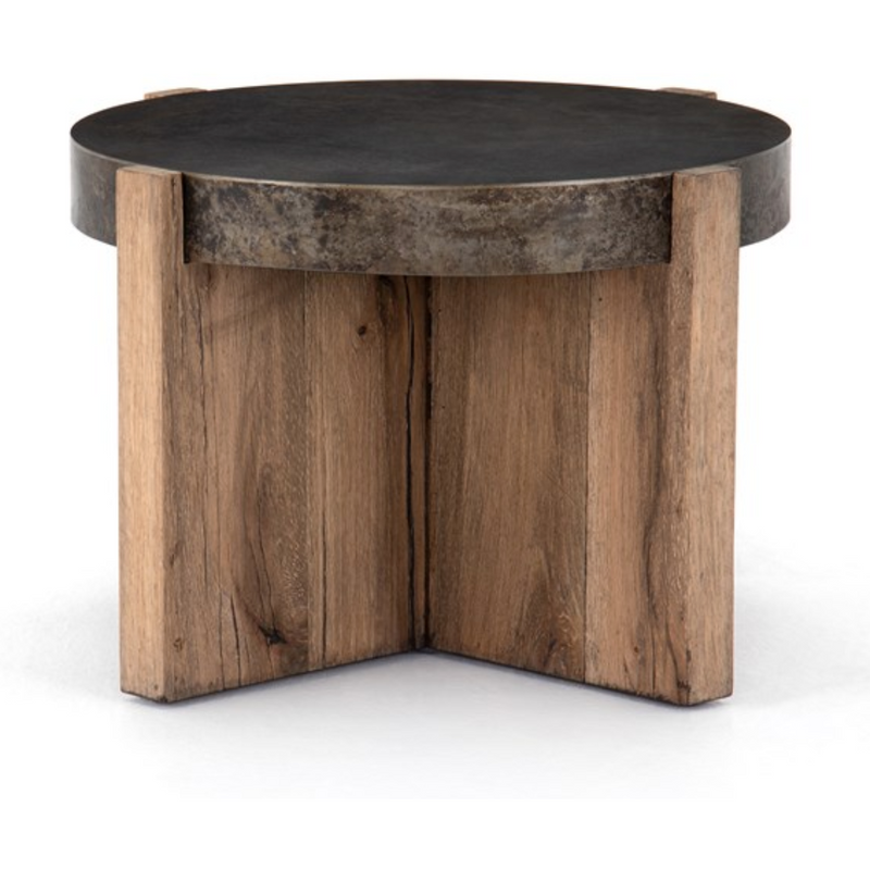 Bingham End Table with Distressed Iron Top