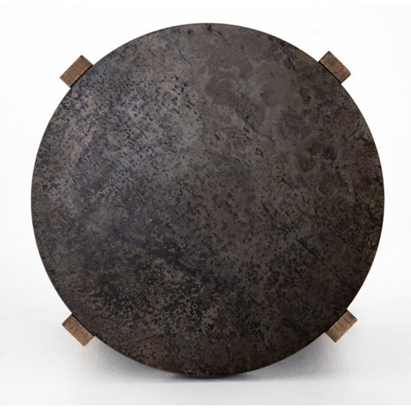 Bingham End Table with Distressed Iron Top