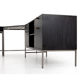 Trey Desk System with Filing Credenza - Black