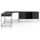 Trey Desk System with Filing Credenza - Black