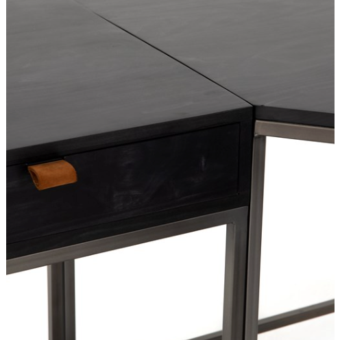 Trey Desk System with Filing Credenza - Black