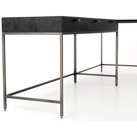 Trey Desk System with Filing Credenza - Black