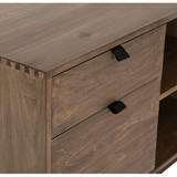 Trey Desk System with Filing Credenza - Auburn Poplar