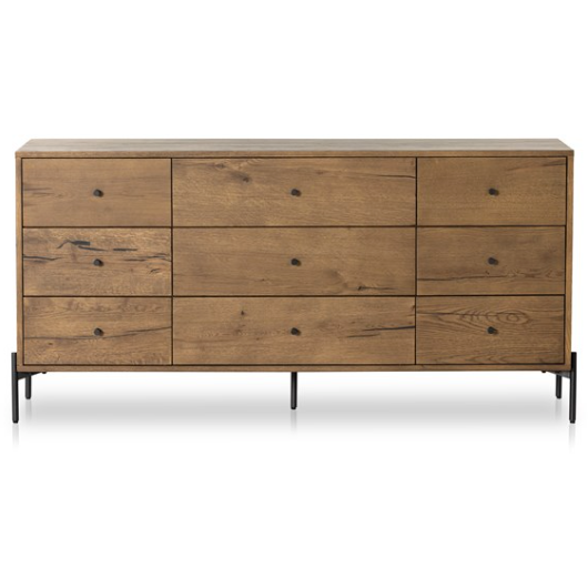Eaton 9 Drawer Dresser - Amber Oak Resin