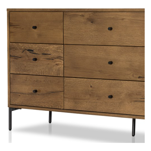 Eaton 9 Drawer Dresser - Amber Oak Resin