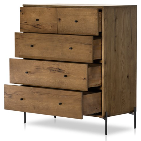 Eaton 5 Drawer Dresser - Amber Oak Resin