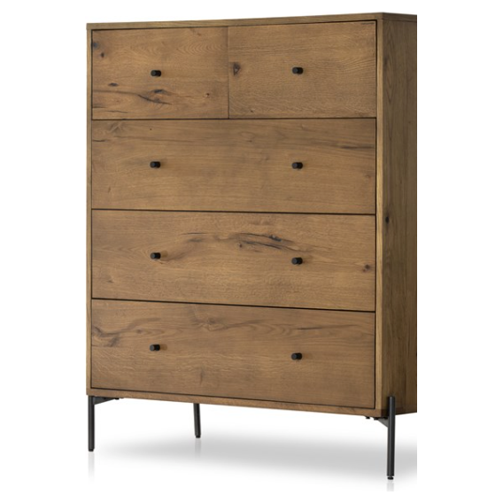 Eaton 5 Drawer Dresser - Amber Oak Resin