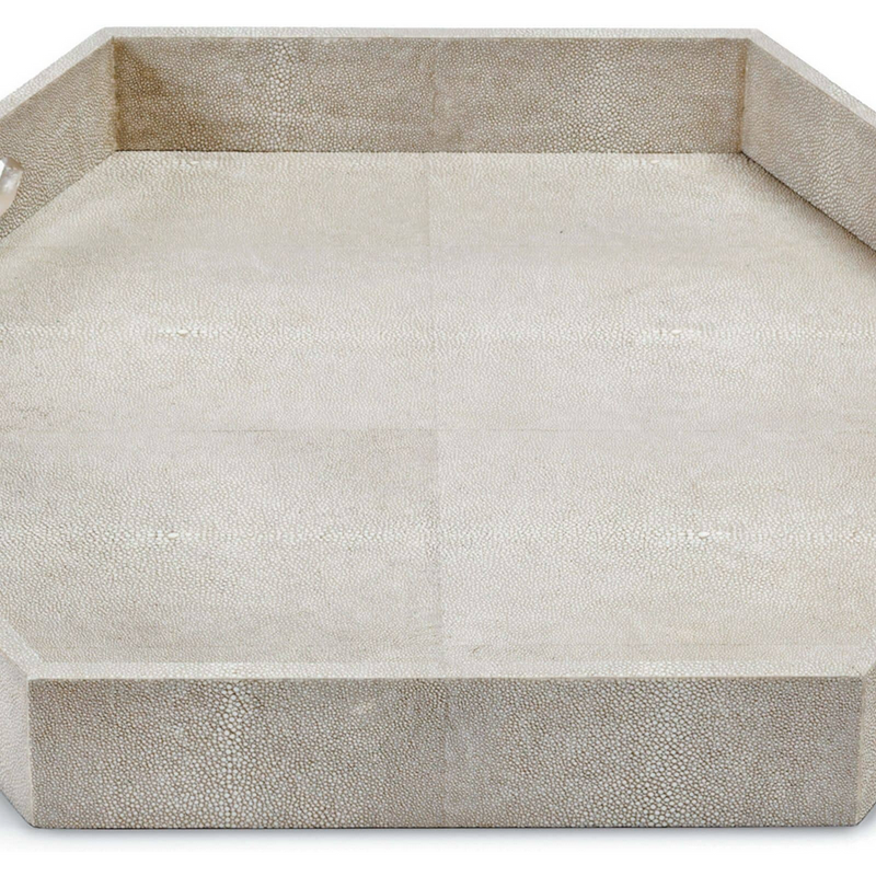 Shagreen Hex Tray - Ivory and Grey