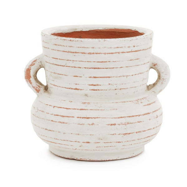 Pena Small Ceramic Vase - White and Terracotta