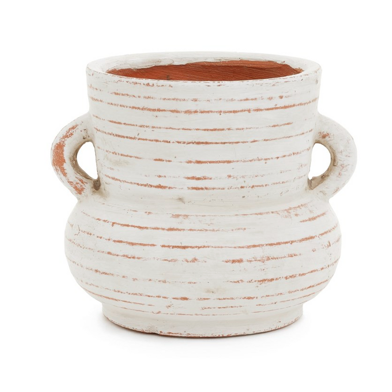 Pena Small Ceramic Vase - White and Terracotta