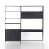 Trey Modular Wall Desk with 1 Bookcase - Black