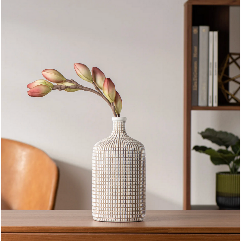 Armadillo Resin Bottle Vase - 10" White