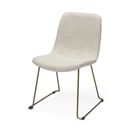 Sawyer Dining Chair - Beige Fabric and Gold Metal