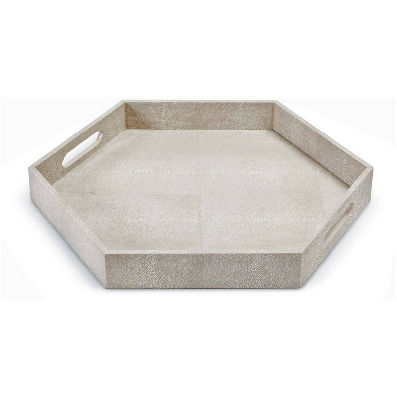 Shagreen Hex Tray - Ivory and Grey