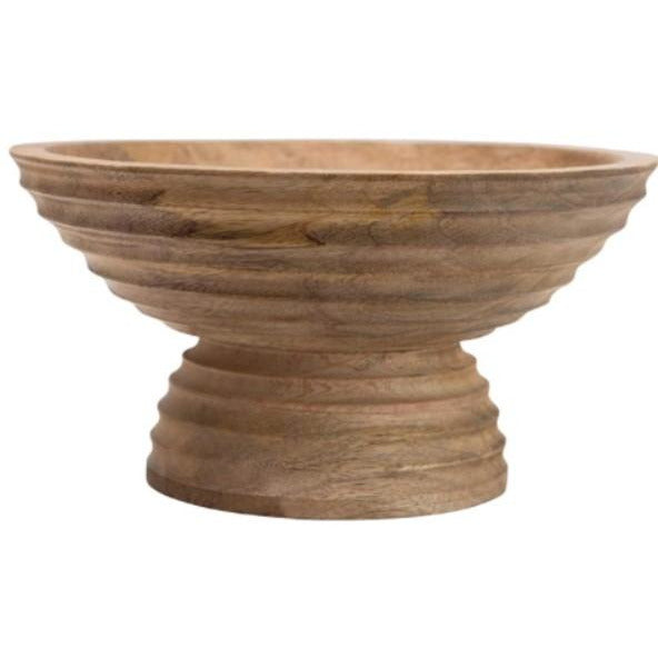 Mango Wood Ridged Footed Bowl