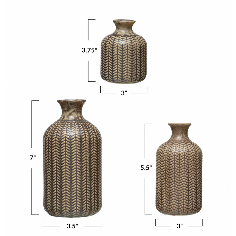 Embossed Stoneware Vases