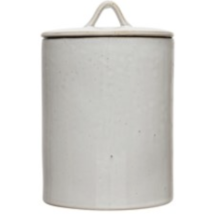 Stoneware Canister, Reactive Glaze, White