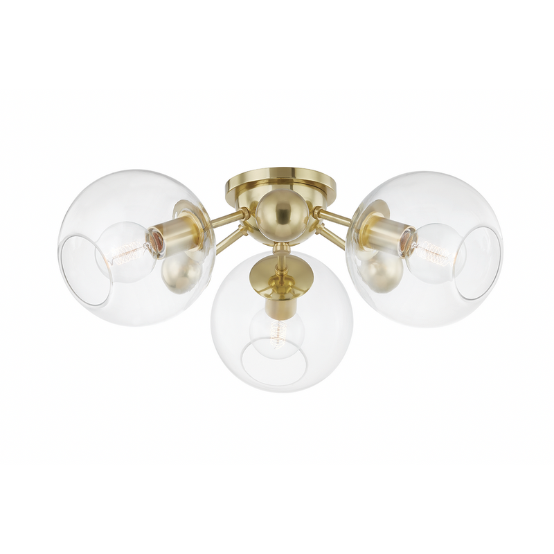 Abbott Semi Flush Mount - Aged Brass