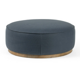 Sinclair Large Round Ottoman - Fresno Cobalt