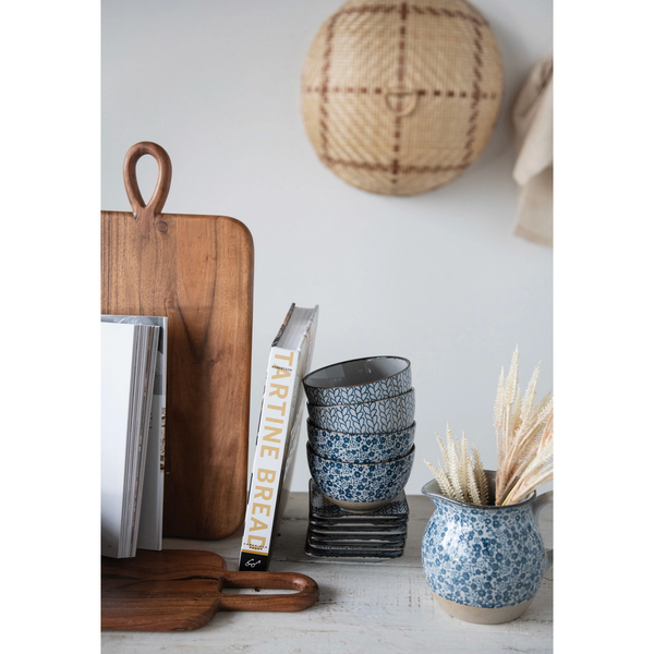 Hand-Painted Stoneware Bowl, 2 Styles