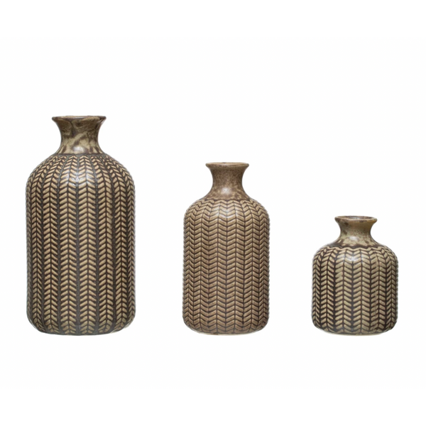 Embossed Stoneware Vases