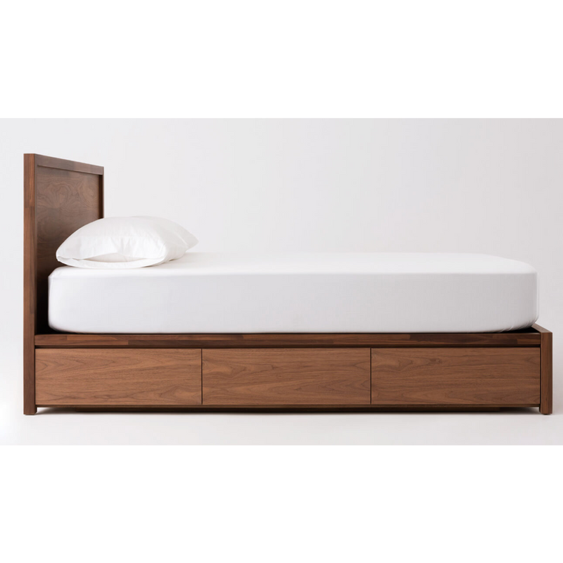 Marcel Walnut 6 Drawer Queen Storage Bed with Metal Slats