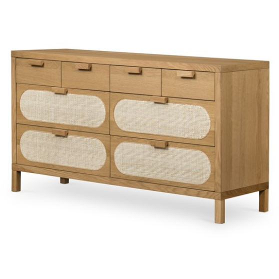 Allegra 8 Drawer Dresser - Natural Cane