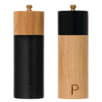 Rubberwood Salt &amp; Pepper Mills, Set Of Two