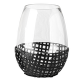 Regina Black Woven Candle Holder