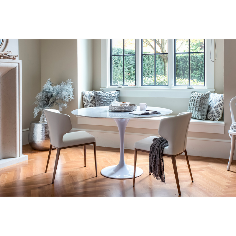 Flute Marble Top Round Dining Table