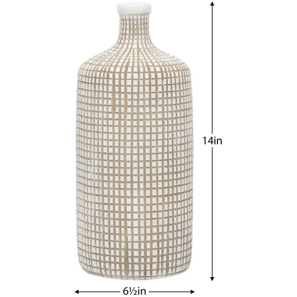 Armadillo Resin Bottle Vase - 14" White